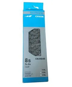Цепь Shimano CN-HG40 6/7/8 ск. 114 звеньев с замком UG51, Количество звеньев: 114, Замок цепи: замок