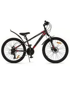 Подростковый велосипед Stels Navigator-400 MD 24" (серый/красный), Цвет: графитовый, Размер рамы: 12"