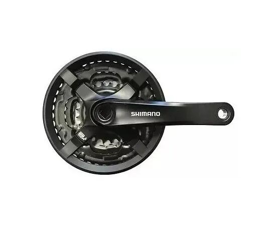 Система Shimano Tourney FC-TY501 170 мм кв. 42/34/24 с защитой (черный), Цвет: черный, Количество зубьев: 42/34/24, Длина: 170