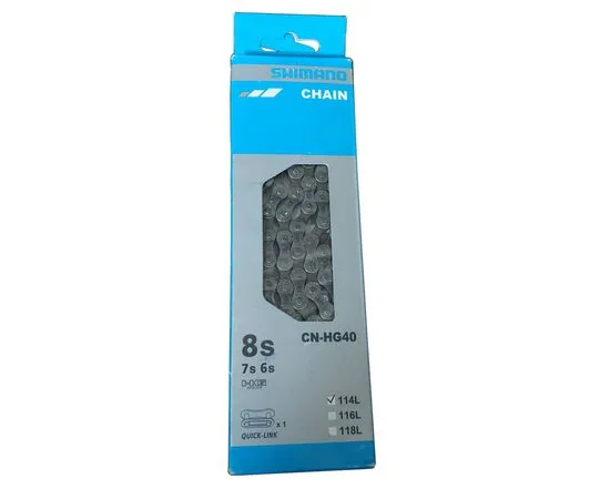Цепь Shimano CN-HG40 6/7/8 ск. 114 звеньев с замком UG51, Количество звеньев: 114, Замок цепи: замок