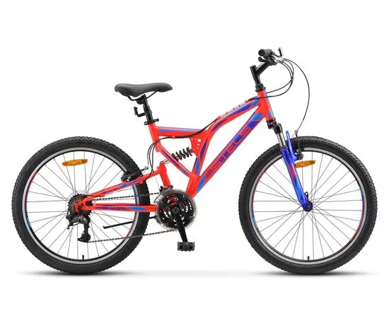 Подростковый велосипед Stels Mustang V 24" (неоновый-красный), Цвет: красный, Размер рамы: 16"