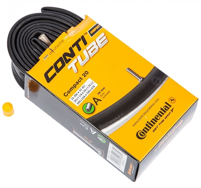 2 Camere D'Aria Continental Compact 20" Per Bici – 32/47-406/451, Valvola AV 34 Mm