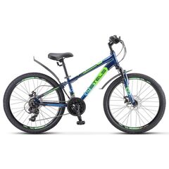 Подростковый велосипед Stels Navigator-400 MD 24" (синий/салатовый/голубой), Цвет: синий, Размер рамы: 12"