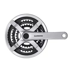 Система Shimano Tourney FC-TY501 175 мм кв. 42/34/24 с защитой (серебристый), Цвет: серый, Количество зубьев: 42/34/24, Длина: 175