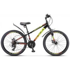 Подростковый велосипед Stels Navigator 400 V 24" (чёрный/салатовый/красный), Цвет: черный, Размер рамы: 12"