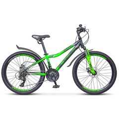 Подростковый велосипед Stels Navigator 410 MD 24" 21-sp (чёрный/зеленый), Цвет: зелёный, Размер рамы: 12"