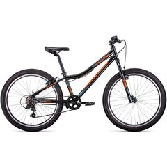 Подростковый велосипед Forward TITAN 24 1.0 (черный/ярко-оранжевый), Цвет: черный, Размер рамы: 12"
