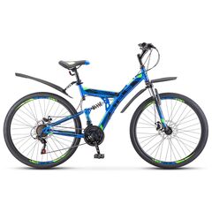 Велосипед Stels Focus MD 27.5" 21-sp (синий/неоново-зелёный), Цвет: синий, Размер рамы: 19"