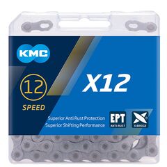 Цепь велосипедная KMC X12 EPT 1/2"х11/128"x126L 12 скоростей (серебристая)