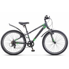 Подростковый велосипед Stels Navigator 400 V 24" (серый/зеленый), Цвет: серый, Размер рамы: 12"