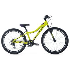 Подростковый велосипед Forward TWISTER 24 1.0 (зелёный/фиолетовый), Цвет: жёлтый, Размер рамы: 12"