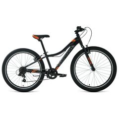 Подростковый велосипед Forward TWISTER 24 1.0 (чёрный/оранжевый), Цвет: черный, Размер рамы: 12"
