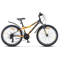 Подростковый велосипед Stels Navigator 410 V 24" 21-sp (чёрный/жёлтый), Цвет: жёлтый, Размер рамы: 12"