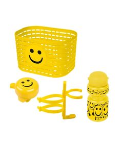 Корзина+фляга+звонок Ventura Kids 5-650042 комплект «смайл» (жёлтый), Цвет: жёлтый