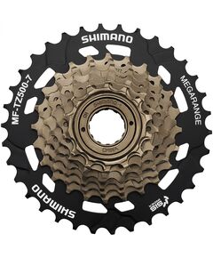 Трещотка Shimano Tourney MF-TZ500 7 скоростей 14-34T, Цвет: коричневый, Количество зубьев: 14-34