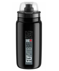 Велобутылка Elite FLY MTB 550мл (чёрная/серый логотип), Цвет: черный, Объём: 550