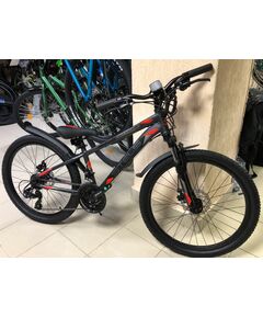 Подростковый велосипед Stels Navigator-400 MD 24" (серый/красный), Цвет: графитовый, Размер рамы: 12"