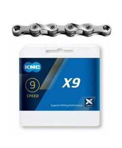 Цепь велосипедная KMC X9 (9 скоростей/116 зв./серебристая)