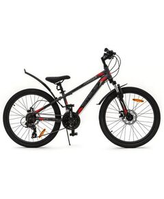 Подростковый велосипед Stels Navigator-400 MD 24" (серый/красный), Цвет: графитовый, Размер рамы: 12"