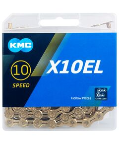 Цепь для велосипеда KMC X10EL Ti-Ni Gold (1/2"x11/128", 10 ск., 114 звеньев, EL-extra light, с замком, золотистая)