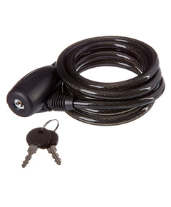 Тросовый спиральный велозамок с запиранием на ключ STG Х66506 (чёрный, 10x180 см)