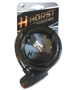 Замок велосипедный Horst 09-100164 (10x1500 мм, автом. на ключе, с защитой, чёрный)