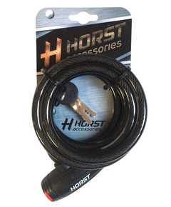Замок велосипедный Horst 09-100167 (10x1800 мм, автом. на ключе, с защитой, чёрный)