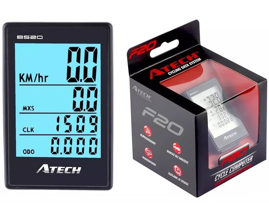 Велоспидометр ATECH BS20-BV-CA-RTC-FL-EL, изображение 2 Велоспидометр ATECH BS20-BV-CA-RTC-FL-EL, изображение 2