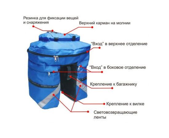 Велорюкзак на багажник (велоштаны) Course 30 литров (красный), Цвет: красный, изображение 2