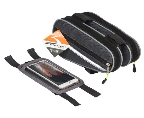 Велосумка Course Твин на раму с чехлом для телефона (серый), изображение 3