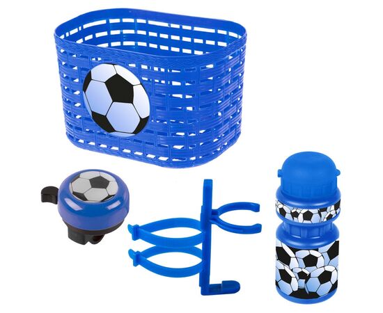 Корзина+фляга+звонок Ventura Kids 5-650041 комплект «футбол» (синий), Цвет: Синий