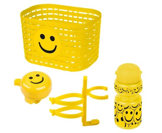 Корзина+фляга+звонок Ventura Kids 5-650042 комплект «смайл» (жёлтый), Цвет: Жёлтый