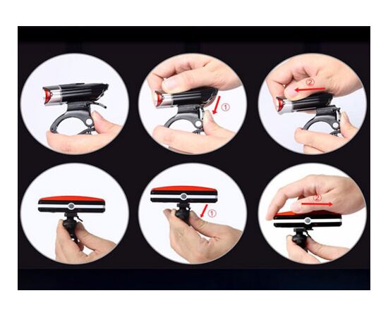 Фара и задний фонарь YG-418 заряжаемый от USB, изображение 4