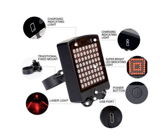 Задний фонарь для велосипеда с указателем поворота YGC-07, изображение 6