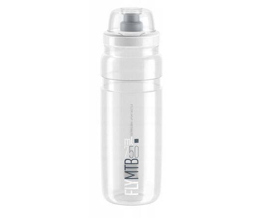 Велобутылка Elite FLY MTB 750мл (прозрачная/серый логотип), Цвет: серый, Объём: 750