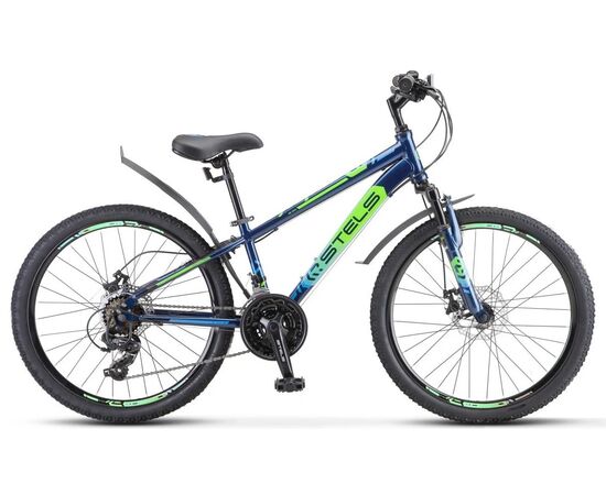 Подростковый велосипед Stels Navigator-400 MD 24" (синий/салатовый/голубой), Цвет: Синий, Размер рамы: 12"