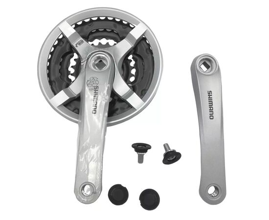 Система Shimano Tourney FC-TY501 175 мм кв. 42/34/24 с защитой (серебристый), Цвет: серый, Количество зубьев: 42/34/24, Длина: 175, изображение 4