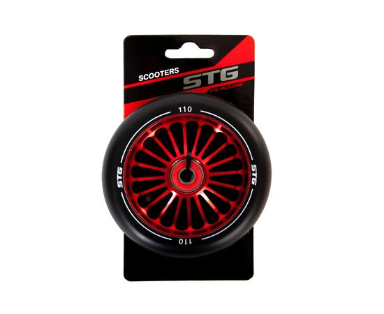 Колесо для трюкового самоката 110 мм с алюминиевым ободом и подшипником ABEC-11 (красный, 1 шт), изображение 2