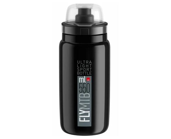 Велобутылка Elite FLY MTB 550мл (чёрная/серый логотип), Цвет: черный, Объём: 550