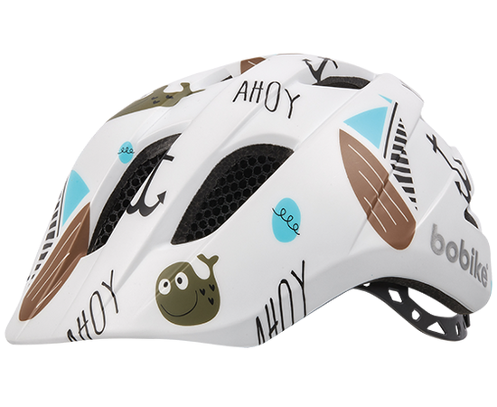 Шлем велосипедный детский Bobike Kids Plus XS Ahoy (белый/хаки), Цвет: Хаки, Размер: 48-53