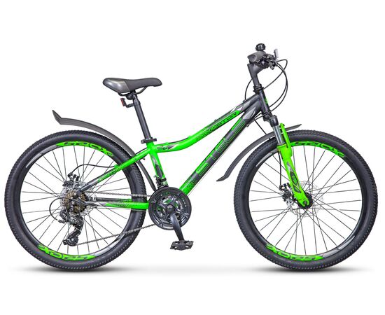 Подростковый велосипед Stels Navigator 410 MD 24" 21-sp (чёрный/зеленый), Цвет: Зелёный, Размер рамы: 12"