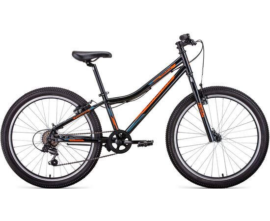 Подростковый велосипед Forward TITAN 24 1.0 (черный/ярко-оранжевый), Цвет: Черный, Размер рамы: 12"