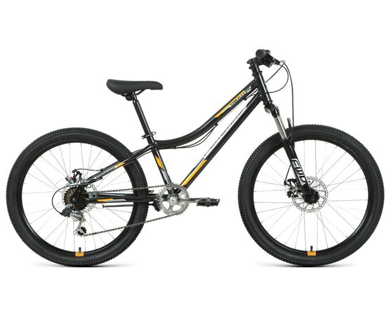 Подростковый велосипед Forward TITAN 24 2.0 D (черный/оранжевый), Цвет: черный, Размер рамы: 12"