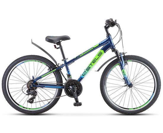Подростковый велосипед Stels Navigator 400 V 24" (синий/салатовый/голубой), Цвет: Голубой, Размер рамы: 12"