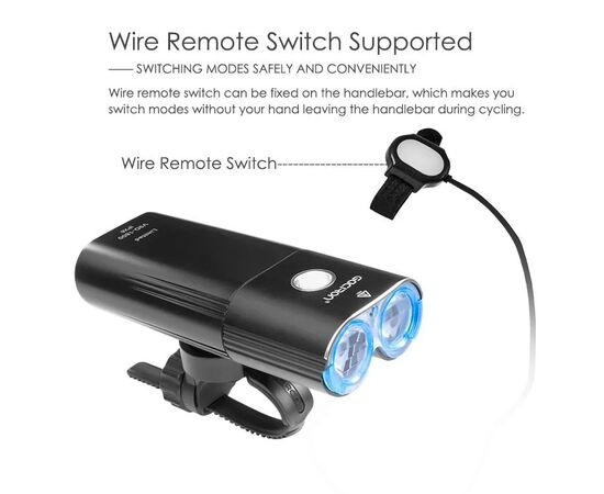 Фара передняя GACIRON V9DP-1800 2xCREE 1800LM Micro USB 6700mAh 07-300134, изображение 10