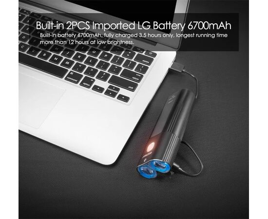 Фара передняя GACIRON V9DP-1800 2xCREE 1800LM Micro USB 6700mAh 07-300134, изображение 11