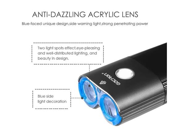 Фара передняя GACIRON V9DP-1800 2xCREE 1800LM Micro USB 6700mAh 07-300134, изображение 14