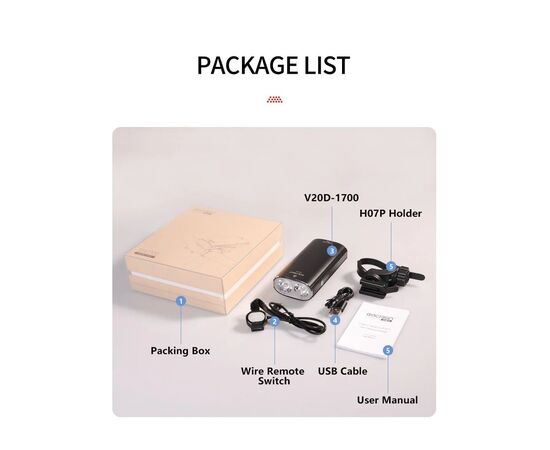 Фара/Фонарь двухсторонний GACIRON V20D-1700 1600LM+100LM Micro USB 5000mAh 07-300149, изображение 27