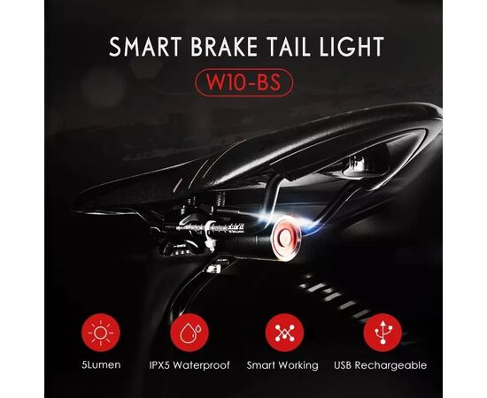 Фонарь задний GACIRON W10-BS 10 LM Micro USB 07-300162, изображение 3