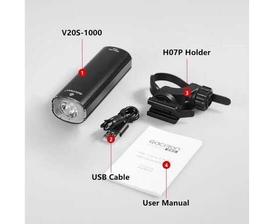 Фара/Фонарь двухсторонний GACIRON V20S-1000 900LM+100LM Micro USB 4000mAh 07-300145, изображение 7